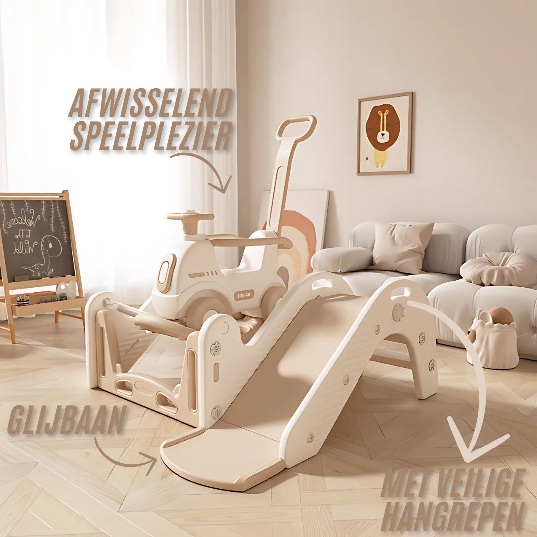 Zonovi 4-in-1 Speeltoestel – Glijbaan & Loopauto met Duwstang, Hobbelpaard & Bouncer – BPA-vrij