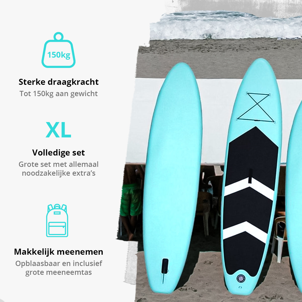 Zonovi SUP board Turquoise/Zwart (2e KANS) (ZIE BESCHRIJVING)