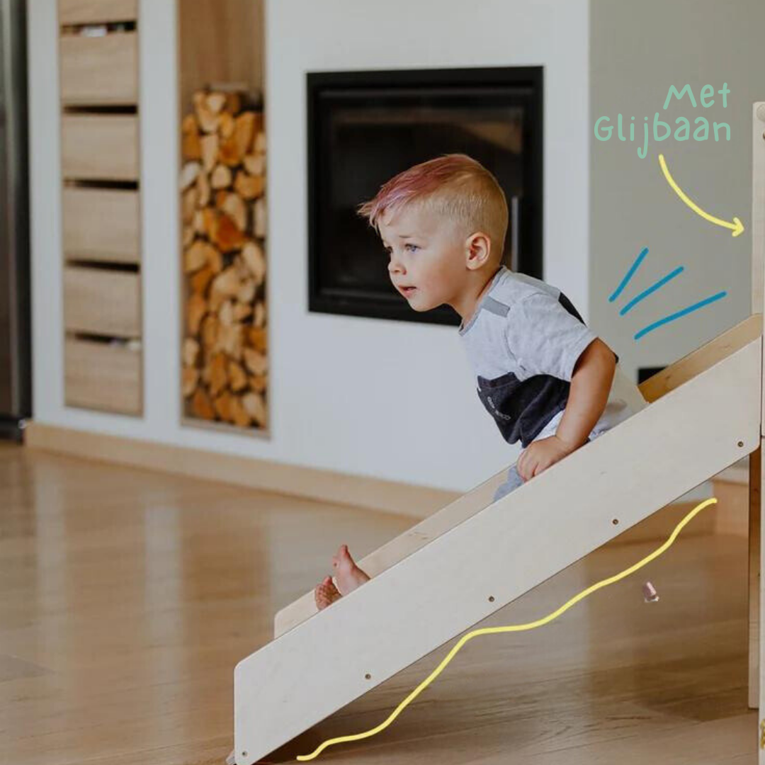 Zonovi Leertoren- Montessori Keukentrap - Learning Tower - Speeltafel - Kindertafel - Kindertrap - Leertoren - Keukentoren - Keukenhulp - Leerstoel - Met Glijbaan - Voor Peuters - Opvouwbaar - Inklapbaar - Hout - Inclusief Antislip Strips