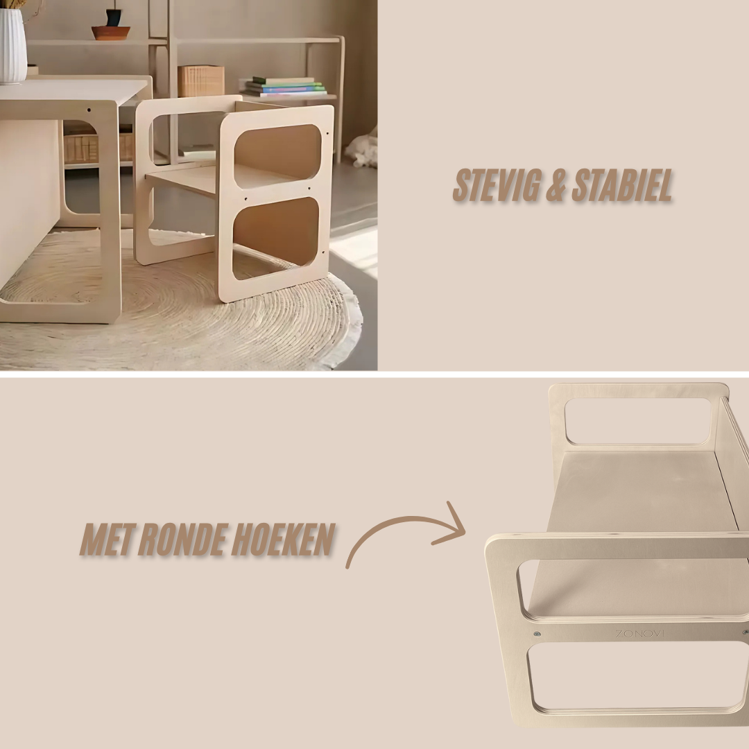 Zonovi Montessori Kindermeubel Set (Let op! UITERLIJK 28-08 IN HUIS)