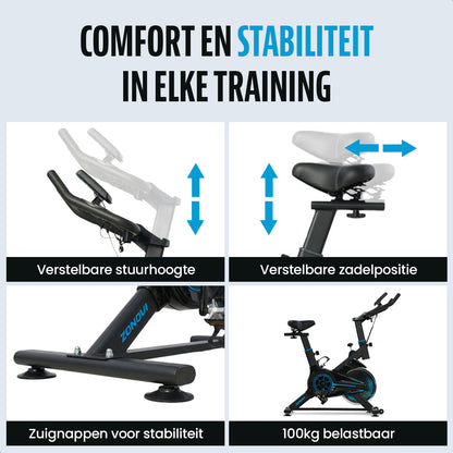 Zonovi Spinningfiets - Spinningbike - Fitness Fiets (LET OP UITERLIJK 24-06 in huis)!