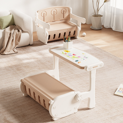 Zonovi Kinderbureau 3 in 1 - Kindertafel en Stoeltjes - Tekentafel - Speeltafel voor Peuter - Omkeerbaar Bureaublad met Stiften