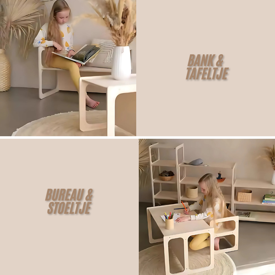 Zonovi Montessori Kindermeubel Set (Let op! UITERLIJK 28-08 IN HUIS)
