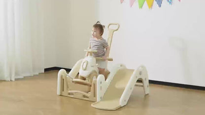 Zonovi 4-in-1 Speeltoestel – Glijbaan & Loopauto met Duwstang, Hobbelpaard & Bouncer – BPA-vrij